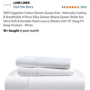 Egyptian Cotton Queen Sheets - Silky White